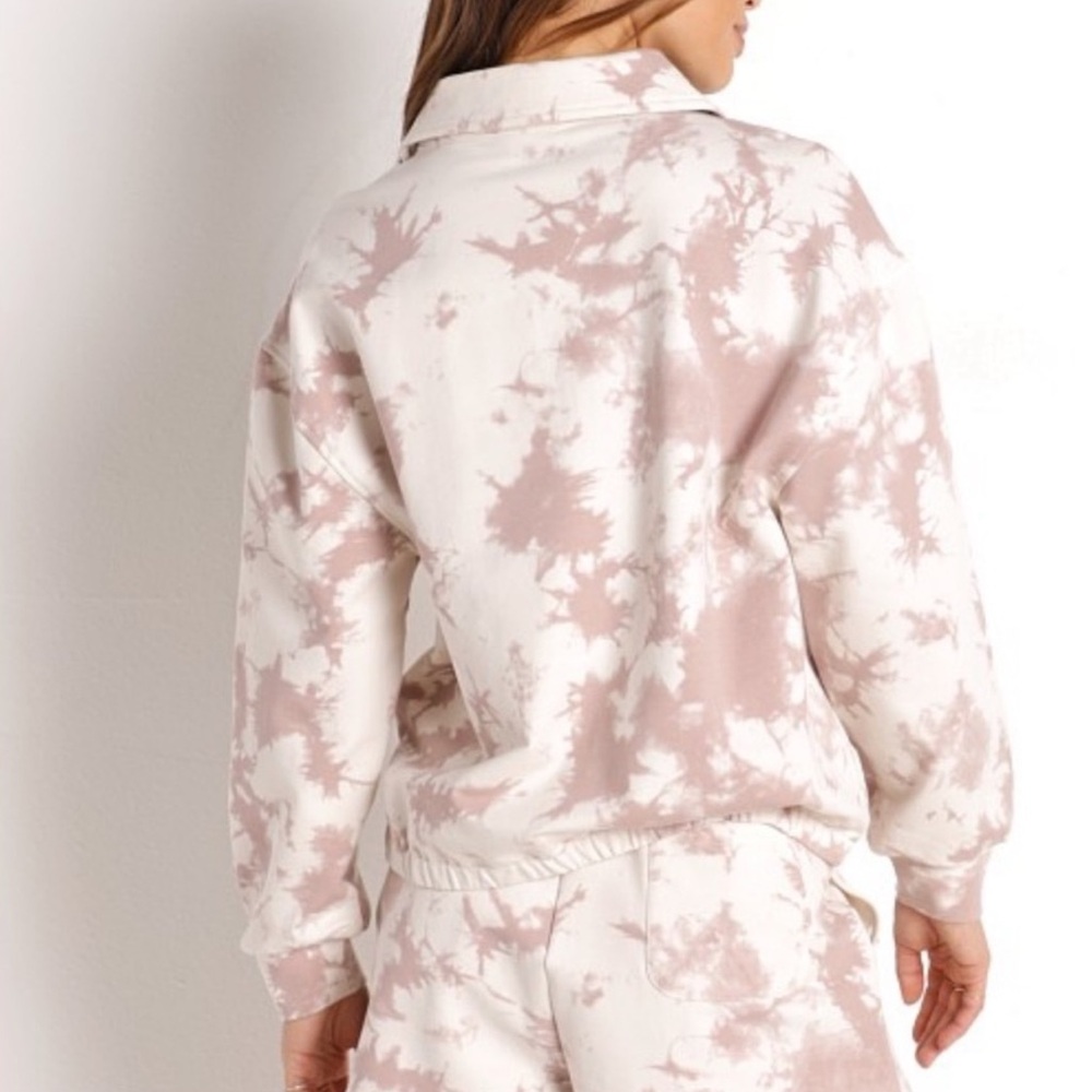 Varley Romero Sweat Half 1/2 Zip Pullover Sweatshirt in Taupe Tiedye Medium $127 - Picture 4 of 11